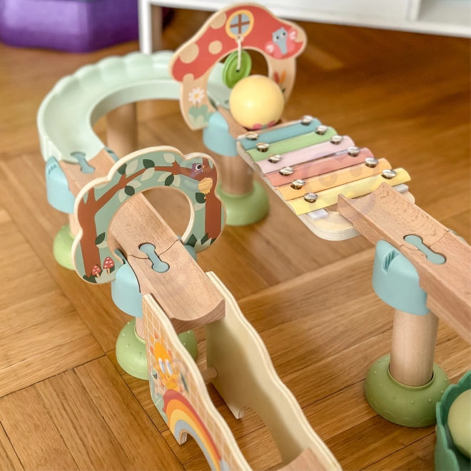 Holz-Kugelbahn mit Xylophon Tooky Toy 44 Stk.