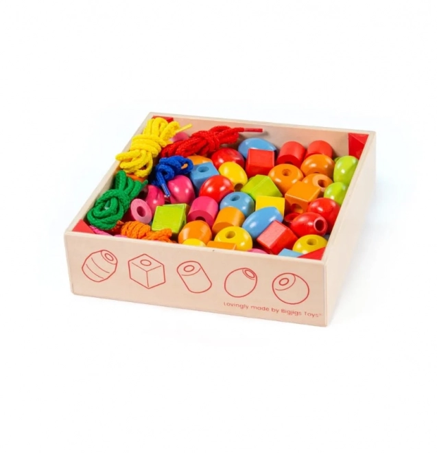 Bigjigs Toys Bunte Holzperlen in einer Dose