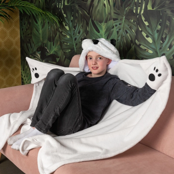 Cozy Noxxiez Panda Wärmedecke mit Kapuze und Pfotentaschen