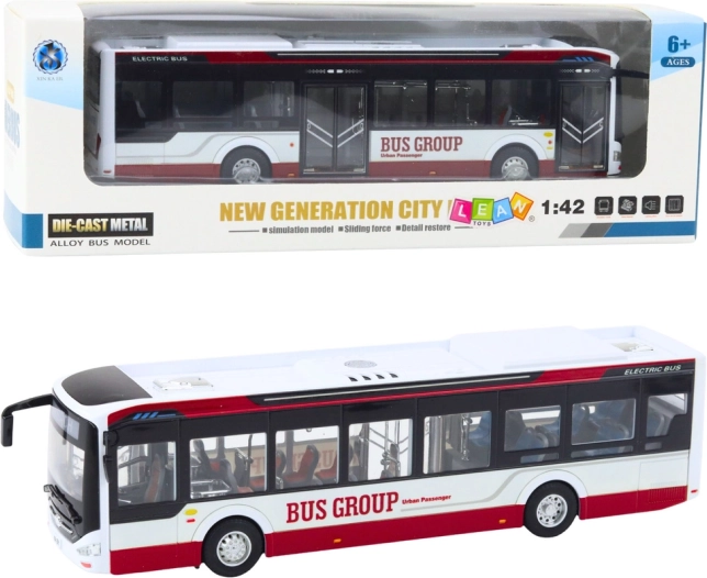 Metall-Stadtbus mit Licht und Sound 1:42, rot
