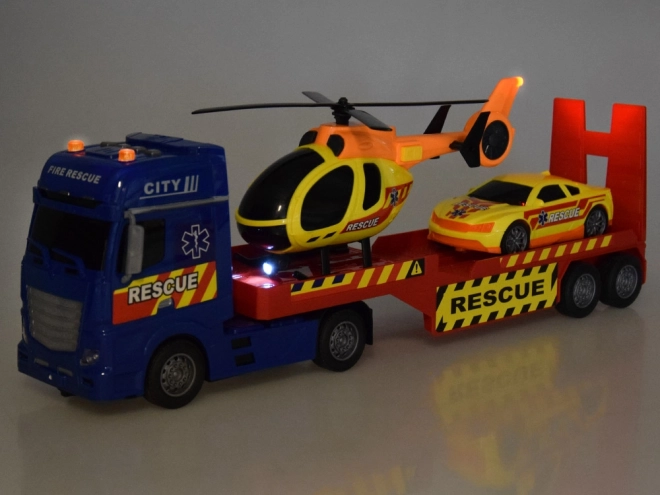 Rettungsfahrzeug-Set mit Hubschrauber und Auto