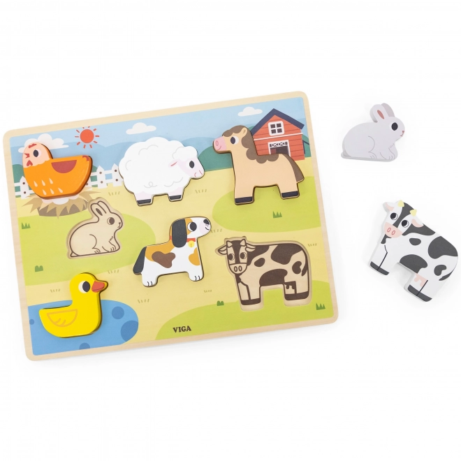 Viga Holzpuzzle Montessori Bauernhof Tiere