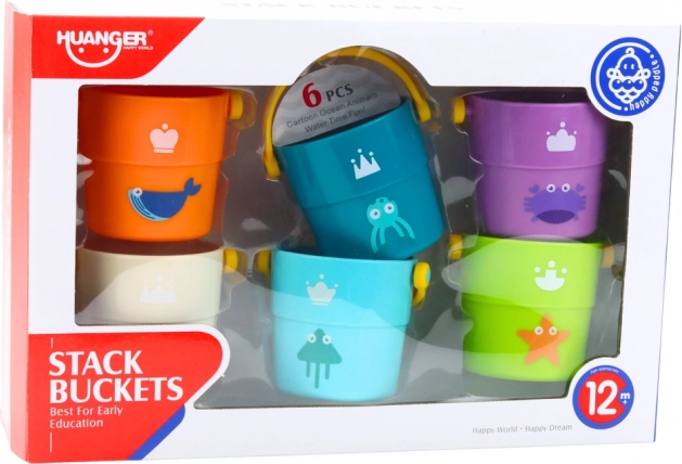 Set bunter Eimer zum Spielen für Kinder