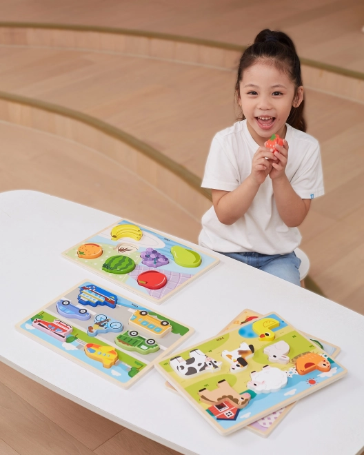 Viga Holzpuzzle Montessori Bauernhof Tiere