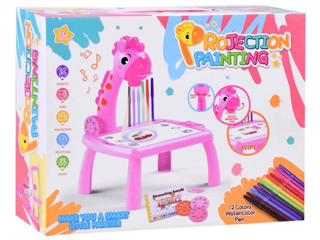 Projektor Giraffe mit 12 Stiften – rosa