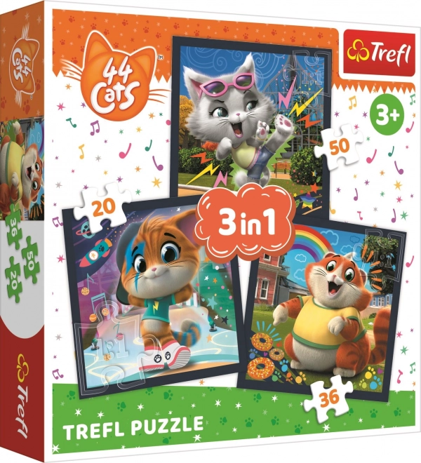 Trefl Kinderpuzzle Set: Katzenfreunde 3-in-1