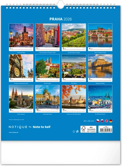 Wandkalender Prag 2026