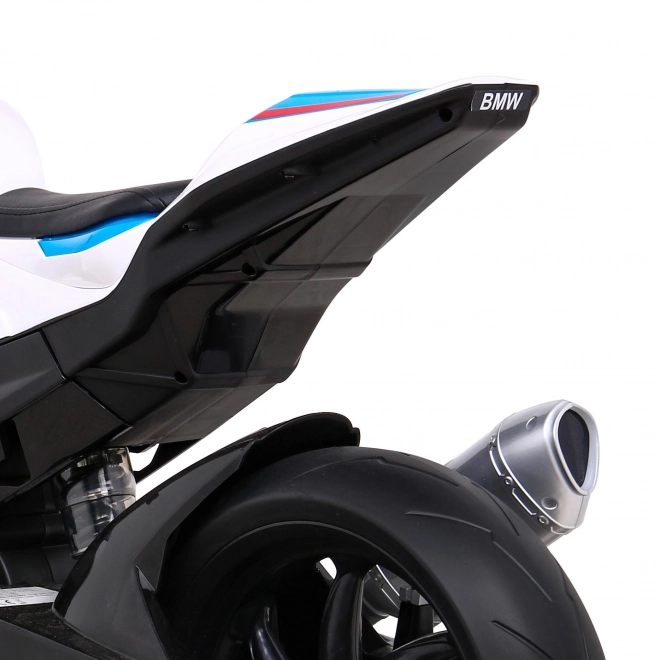Kinder-Elektromotorrad BMW HP4 Weiß + Stützräder + sanfter Start + EVA + MP3 LED