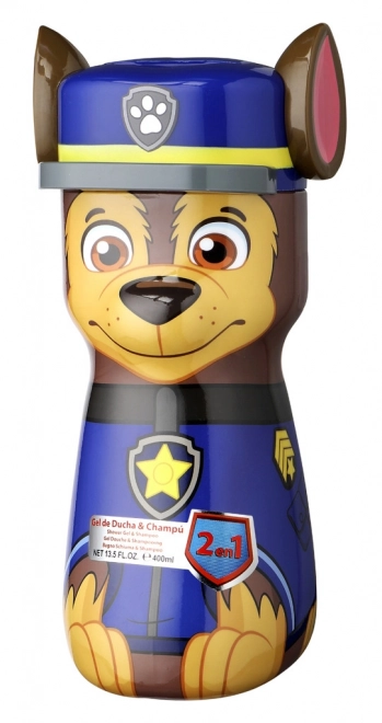 Duschgel und Shampoo 2-in-1 für Kinder PAW PATROL Chase 400 ml – 3D-Flasche