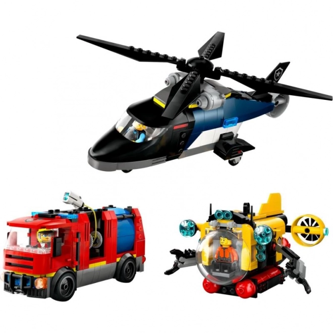 Lego City Hubschrauber-Set mit Feuerwehrfahrzeug und U-Boot