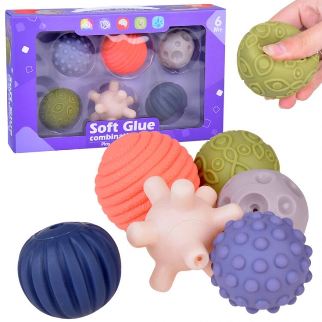 Set aus 6 sensorischen Gummibällen