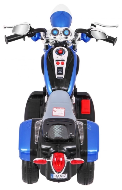 Kinder Elektromotorrad Chopper NightBike Weiß – blau