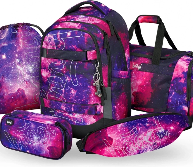 Set Baagl Galaxy: Rucksack, Federmäppchen, Beutel, Sporttasche