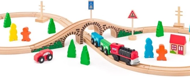 Woody Achtförmige Eisenbahnstrecke mit Elektrolokomotive