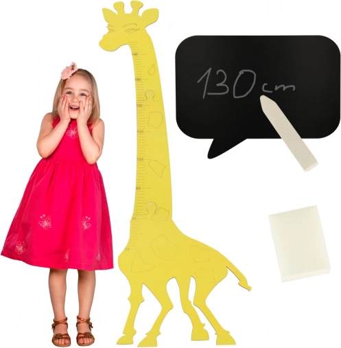 Holz-Wachstumsmesser Giraffe Gelb