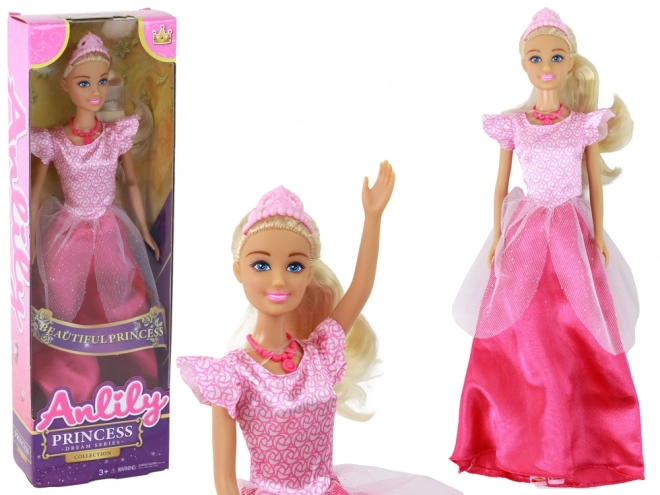 Puppe Anlily Prinzessin Blondine mit Tiara in rosa Kleidern