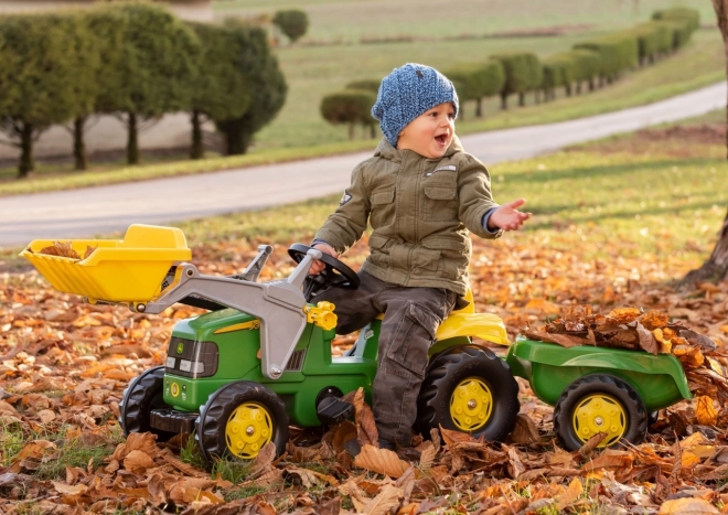 Kindertraktor mit Anhänger und Schaufel – John Deere Lizenz