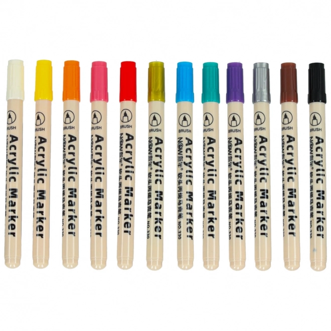 Wasserdichte Acrylstifte für Stoffe und Steine - Set mit 12 Stück