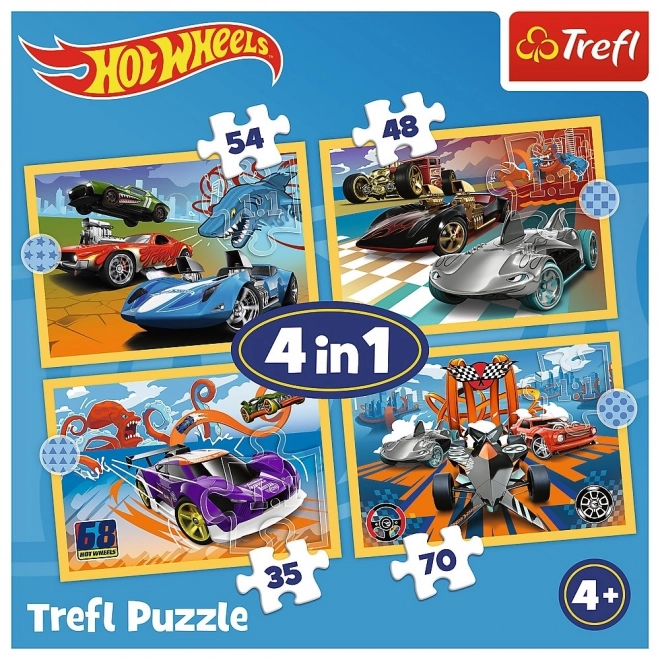 Hot Wheels Fahrzeuge Puzzle 4-in-1