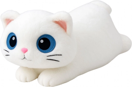 Weiße Plüschkatze mit großen Augen 45 cm