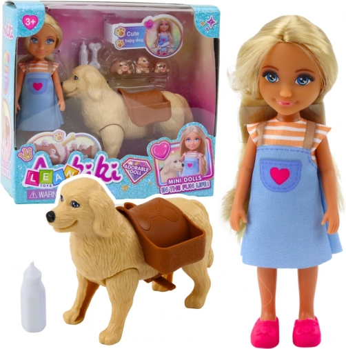 Set Mini Puppe Ankiki Hund mit Welpen-Knochen