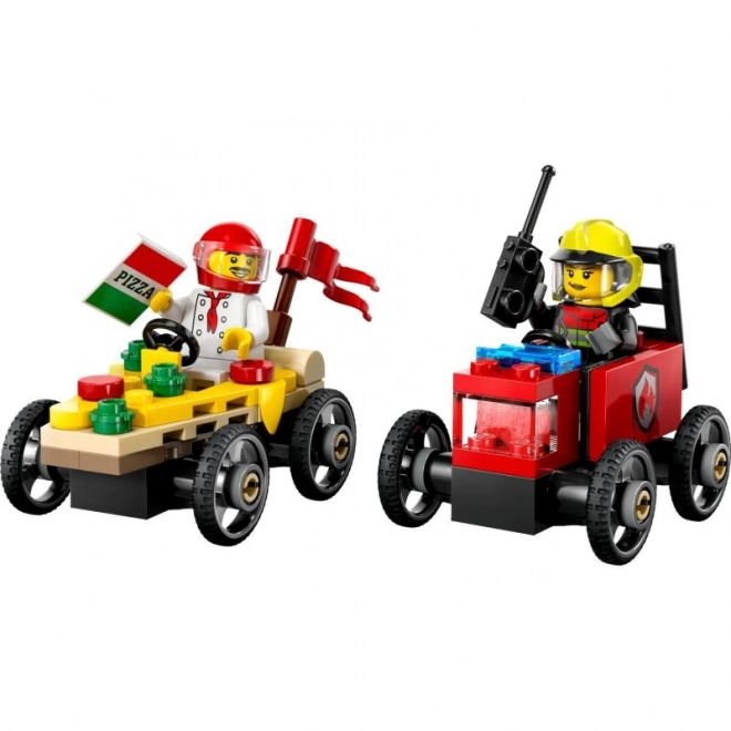 Lego City Rennautos Pizza gegen Feuerwehrauto