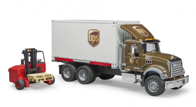 Bruder Mack UPS LKW mit Gabelstapler