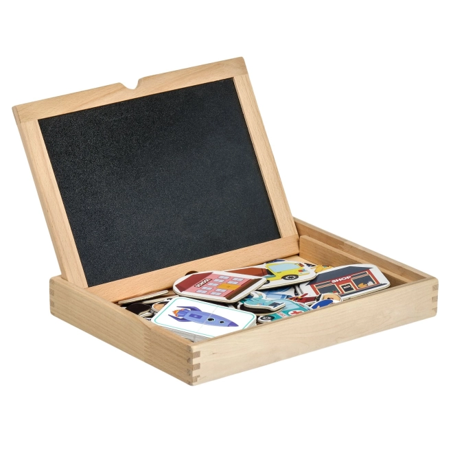 Holzkoffer mit beidseitiger Tafel