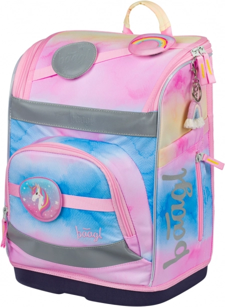 Set 3 BAAGL Zippy plus Rainbow Unicorn: Schultasche, Federmäppchen und Beutel