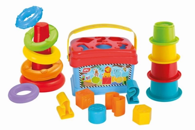 Spielset 3 in 1 - Steckspiel, Pyramide, Becherstapel