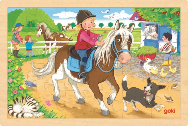 Holzpuzzle Bauernhof mit Ponys 24 Teile