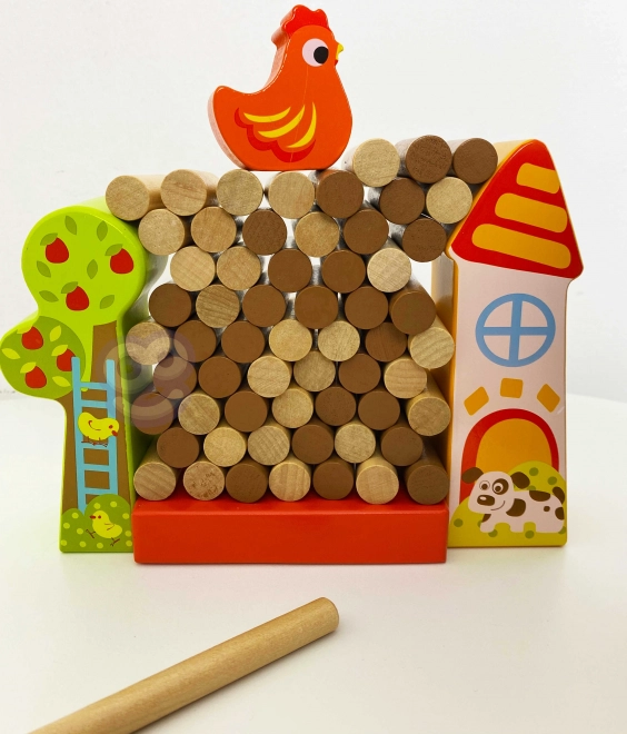 Tooky Toy Holzspiel Fallende Henne Bauernhof