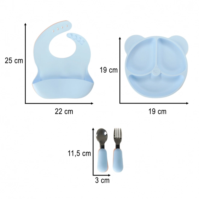 Silikon Geschirrset für Kinder Bär Blau