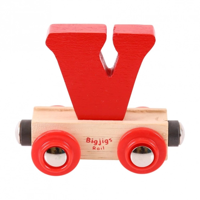 Bigjigs Rail Holzbuchstabenwagen - Buchstabe V