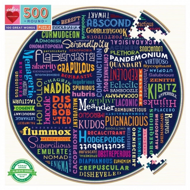 Rundes Puzzle 100 tolle Wörter 500 Teile