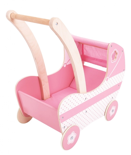 Holzpuppenwagen in Pink