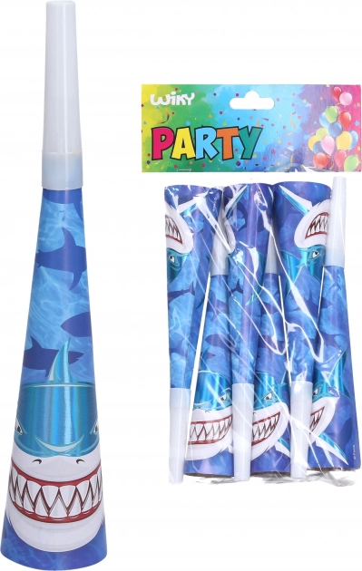 Party-Tröten Hai 20 cm, 6 Stück