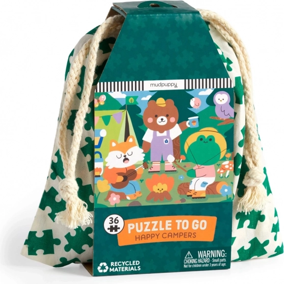 Mudpuppy Puzzle Fröhliche Camper in einem Stoffbeutel