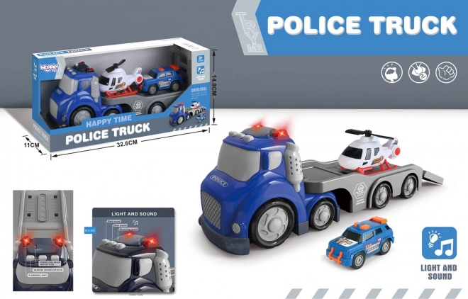 Woopie Blauer Polizeianhänger City Truck mit Licht- und Soundeffekten