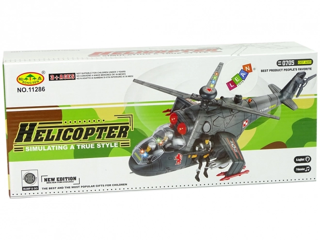 Hubschrauber mit riesigen Flügeln und Lichteffekten