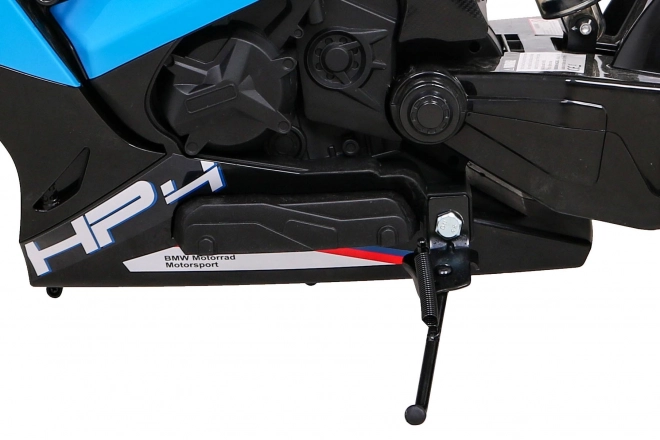 Kinder-Elektromotorrad BMW HP4 Blau + Stützräder + sanfter Start + EVA + MP3 LED
