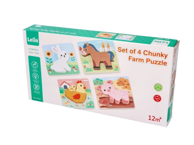 Holzpuzzle-Set Bauernhof