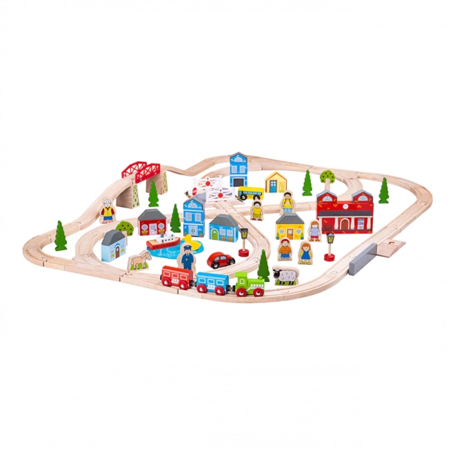 Bigjigs Rail Stadt- und Land-Holzeisenbahn 91 Teile