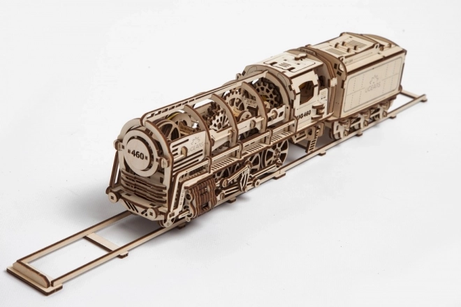 Mechanisches Holzpuzzle UGEARS - Dampflokomotive mit Tender