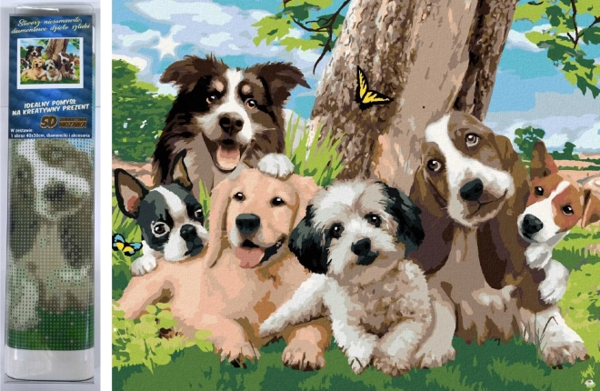 Diamantmalerei Lustige Hundeclique 30 × 40 cm