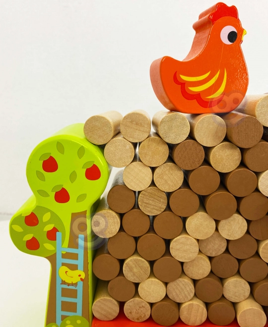 Tooky Toy Holzspiel Fallende Henne Bauernhof