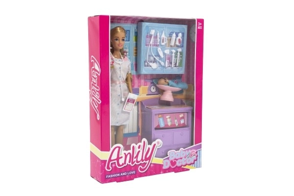 Anlily Puppenärztin 30cm beweglich Plastik mit Baby und Zubehör in Schachtel 24x32x6cm