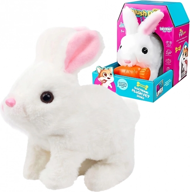 Interaktives Plüschkaninchen mit Möhrchen WOOPIE – weiß