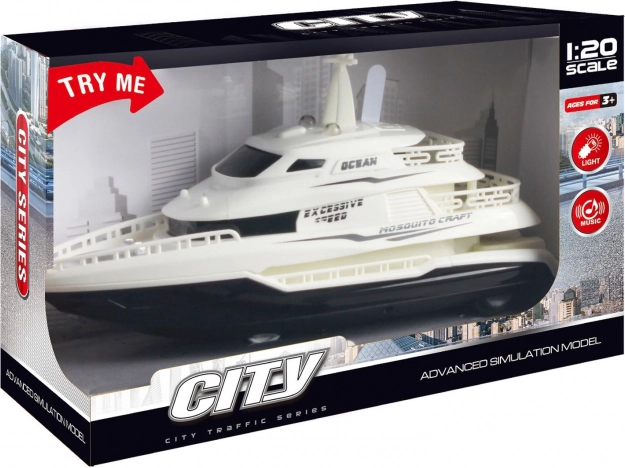 Trägheitsbetriebenes Boot mit Effekten Weiß 22 cm