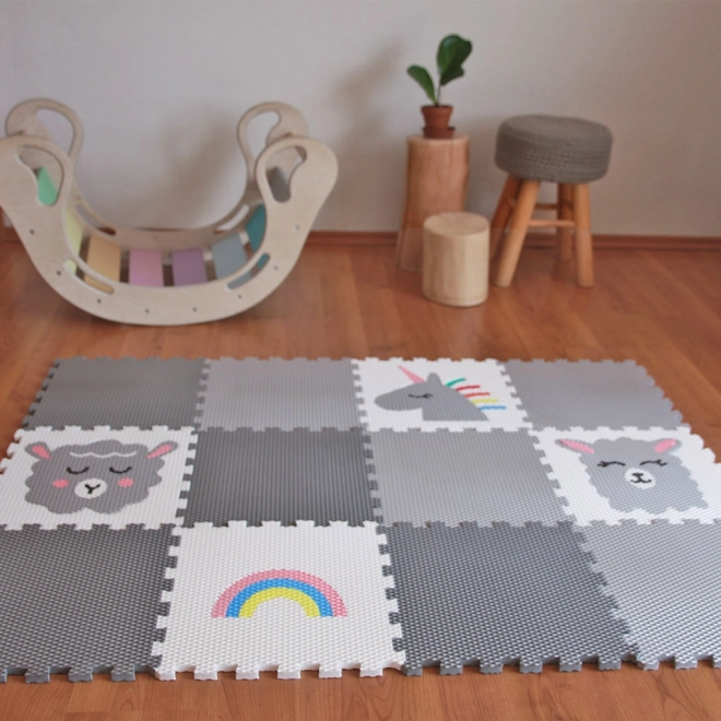 Kinder-Schaumstoffboden in Tier- und Regenbogen-Design